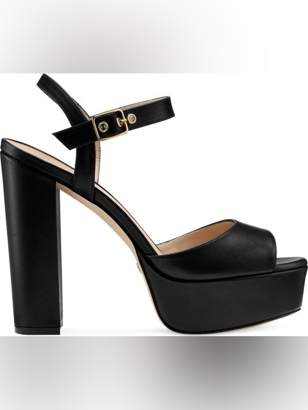 BRAND NEW Stuart Weitzman Black Leather Ryder 95 Platform Sandals Size 9 Medium